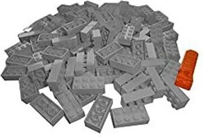 Produktbild von LEGO: 100 hellgraue 2x4 Steine mit Steinetrenner