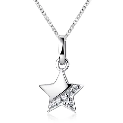 Produktbild von MATERIA Kinder Ketten-Anhänger Stern - 925 Sterling Silber rhodiniert mit Zirkonia Steinen wahlweise mit Kette KA-271