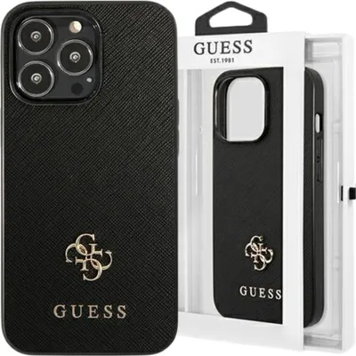 Immagine prodotto di Guess Guhcp13Lps4Mk Custodia rigida nera/nera per Iphone 13 Pro / 13 6.1 Saffiano 4G Logo in metallo piccolo
