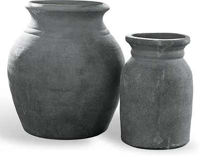 Imagen del producto de Juego de 2 jarrones "Molduc", color gris antiguo