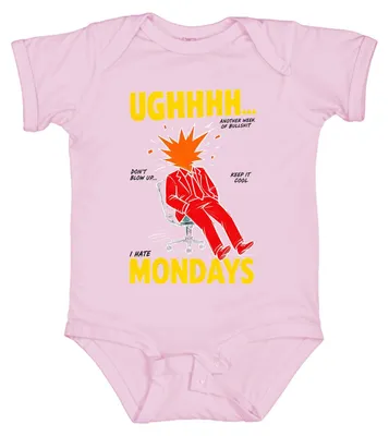 Produktbild von I Hate Mondays Another Week of Bullshit Lustiges Statement Sarkasmus Baby Body, Pink, 3/6