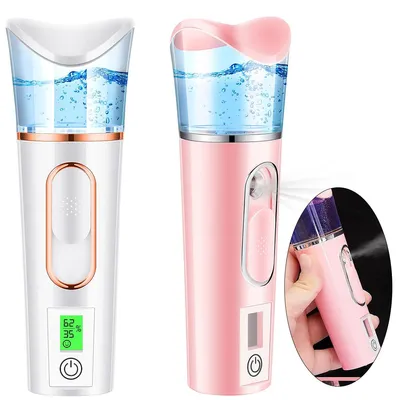 Produktbild von 2er Handlicher Nano-Nebelsprüher, tragbarer Nano-Gesichtszerstäuber, Gesichtsdampfzerstäubung, wiederaufladbar über USB
