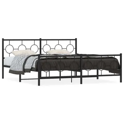 Imagen del producto de Estructura de cama de vidaXL con cabecero y piecero de metal, color , 183x213 cm