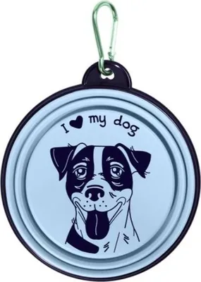 Obrázek produktu pro Be-Happy Gifts – Silikonová miska pro psy „I Love My Dog“ – skládací, cestovní
