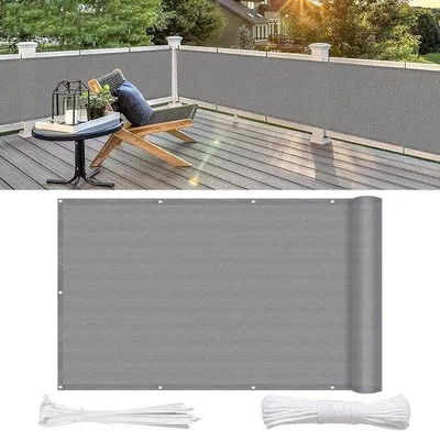 Produktbild von Balkon-Privatschirm mit UV-Schutz - 50x950 cm - Grau