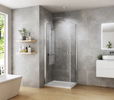 Image de Heilmetz Cabine de douche 80x90X185cm Porte battante Paroi de douche rectangulaire Double porte de douche Porte battante Verre de sécurité de 6mm avec nano-revêtement