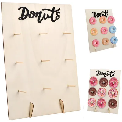 Donut-Ständer aus Holz, 9 Löcher, wiederverwendbar, für Partys