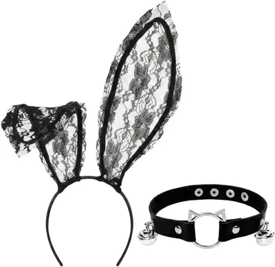 Image de Bandeau et collier avec des oreilles de lapin, ensemble de 2 pièces, pour déguisement et fêtes