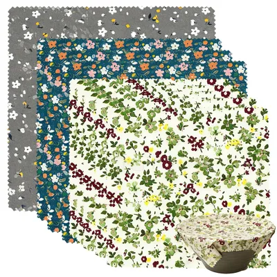 Produktbild von Solidchoice – Set mit 9 wiederverwendbaren Bienenwachstücher mit dunklem Blumenmuster