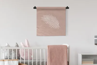 Produktbild von MuchoWow® Wandteppich Wandbehang Sommer - Palmenblatt - Pastell 60x60 cm Tapisserie Dekoration Wandtuch - Dekorationen - Wand Decke