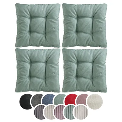 Produktbild von sleepling – 4er Set Stuhlkissen, Sitzkissen, weicher Möbelstoff, 38 x 38 cm, 7 cm, türkis