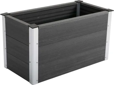 Image de Outsunny Bac à fleurs surélevé en aluminium, bac à fleurs, résistant aux intempéries, sans fond, 100x50x55,5cm pour terrasse, balcon, bac à fleurs pour fleurs, plantes, Gris