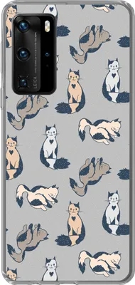 Produktbild von MuchoWow® Handyhülle Schutzhülle Hülle für Telefoonhoesje Huawei P40 Pro Muster - Katze - Herz - Jungen - Mädchen - Kinder - Kind Silikon Softcase Handy Hülle - Schutz