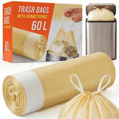 Obrázek produktu pro Odpadkové Pytly 60 L, Žluté, Klasické, S Páskem Na Svazování, Odolné, 1 Rolka