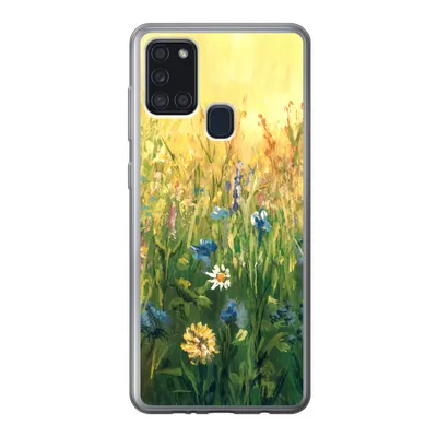 Produktbild von MuchoWow® Handyhülle Schutzhülle Hülle für Samsung Galaxy A21s Blumen - Aquarell - Sonne Silikon Softcase Handy Hülle - Hartschale
