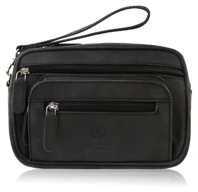 Produktbild von Herrenhandtasche aus schwarzem Leder Vintage Paolo Peruzzi T-130-HBL