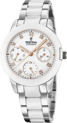 Produktbild von Festina Damen Uhr Keramik F20497/1 Edelstahl Armbanduhr silber weiß UF20497/1