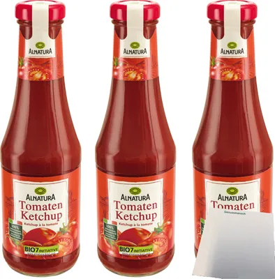 Produktbild von Alnatura  Tomaten Ketchup fruchtig-aromatisch vegan 3er Pack (3x500ml Flasche) + usy Block