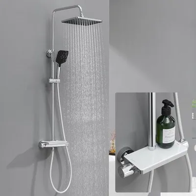 Obrázek produktu pro Unyqoos® Kompletní sprchová souprava s termostatem, dešťovou sprchou a nastavitelnou sprchovou tyčí