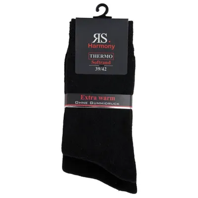 Produktbild von Thermosocken Warme Winter THERMO Damen Socken Softrand Frottee Baumwolle Gr. 39/42 schwarz