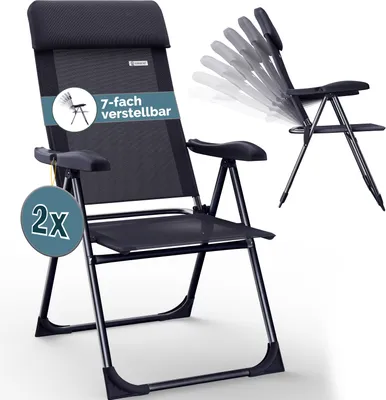 Produktbild von CASARIA® Gartenstühle 2er Set Klappbar 7-fach Verstellbar Alu mit hoher Rückenlehne Liegefunktion Faltbar Balkon Campingstuhl Klappstuhl Hochlehner