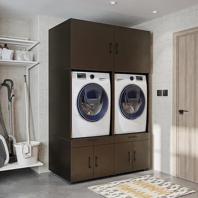 Immagine prodotto di Roomart SERIE 3 Mobile doppio per lavatrice, larghezza 134 cm, nero-rovere