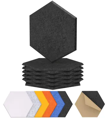 Zdjęcie produktu dla Panele akustyczne - Sześciokątne - Czarne - 12 sztuk - 30 x 26 cm