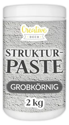 Obrázek produktu pro Creative Deco Strukturální pasta Grob 2kg | šedá stěrková hmota pro akrylové malování | Modelovací pasta pro umělecké projekty, akrylové barvy, DIY, 3D efekty, textury