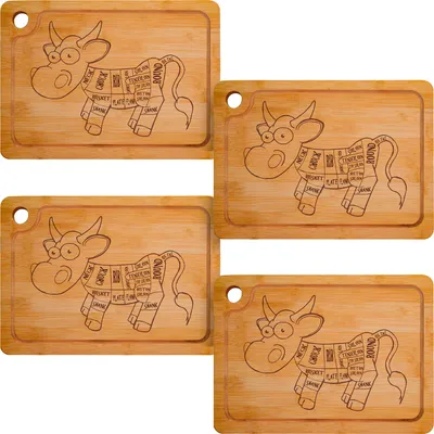 Imagen del producto de Tabla de cortar de bambú COMIC OX, 33x23x2 cm, juego de 4 unidades