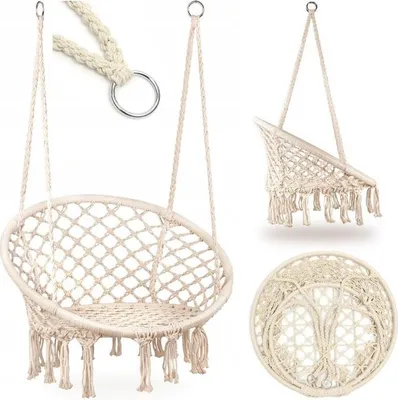 Produktbild von Čapí hnízdo Závěsné křeslo Zahradní houpačka Boho pro domácí zahradu 120cm - bílá