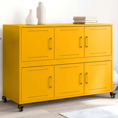 Immagine prodotto di vidaXL Credenza giallo senape 100,5x39x72 cm acciaio