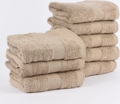 Produktbild von 8er Set Handtücher 50x100cm Qualitätsfrottee 100% Baumwolle 500g/qm einfarbig Farbe sandfarben