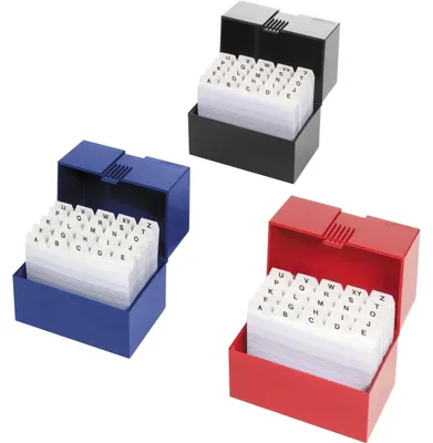 Obrázek produktu pro Kartotéční skříňka A7 na šířku, naplněná pro max. 300 karet, barevně tříděná