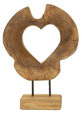 Imagen del producto de Escultura Hasi corazón calado en teca reciclada pieza única