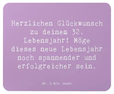 Produktbild von Mr. & Mrs. Panda Mouse Pad Spruch 32. Geburtstag - Lavendeltraum - Geschenk, neues Lebensjahr, Geburtstagsgeschenk, laptop mousepad, Jubiläum, Happy Birthday, Alter, pc