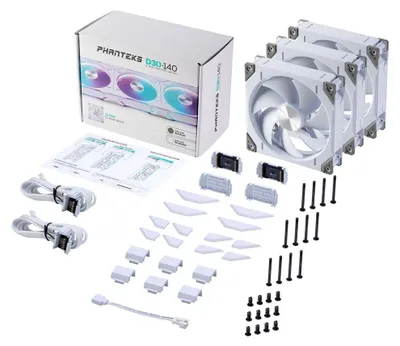 Produktbild von Phanteks PH-F140D30 - Gehäuselüfter - regulär - 140 mm - weiß (Packung mit 3)