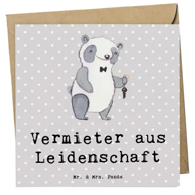 Produktbild von Mr. & Mrs. Panda doppelkarte Vermieter Leidenschaft - Grau Pastell - Geschenk, anlasskarte, Glückwunschkarte, Klappkarte, faltkarte, Grußkarte