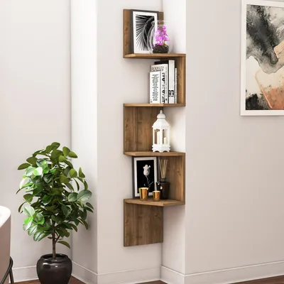Produktbild von Skye Decor, Wandregal aus 100% melaminbeschichtetem Spanplatten (18 mm), Walnuss, 29,6 x 29,6 x 155,2 cm | Zahlreiche Regale, Wandmontage möglich | Modernes, elegantes Design.
