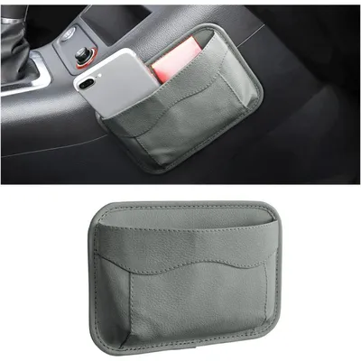 Productafbeelding van Zijdeorganizer voor in de auto, gemaakt van kunstleer, grijs, 12x17 cm