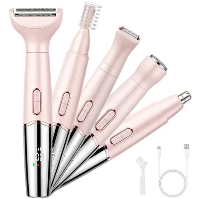 Produktbild von Elektrorasierer 5-in-1 Elektrischer Rasierer für Frauen, Intimrasierer,Haarentferner 3 Geschwindigkeitsdesign, damen rasierer trimmer, LED-Anzeige
