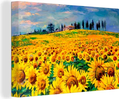 Obrázek produktu pro OneMillionCanvasses® Malba na plátně Nástěnná malba na plátně - Olejomalba - Malba - Květiny - Slunečnice - 150x100cm