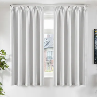 Verdunkelungsvorhänge 160x140 cm, 2er-Set, blickdicht, grau-weiß