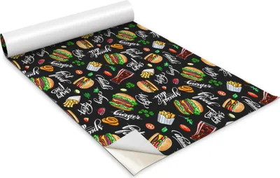 Zdjęcie produktu dla Folia samoprzylepna - Okleina meblowa - Dekoracyjna - Do mebli - Tapeta - Naklejka - Folia - Motywy fast food - 100 x 50 cm