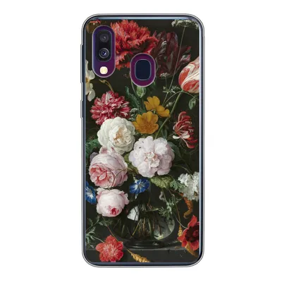 Produktbild von MuchoWow® Handyhülle Schutzhülle Hülle für Samsung Galaxy A40 Stilleben mit Blumen in einer Glasvase - Gemälde von Jan Davidsz. de Heem Silikon Softcase Handy Hülle - Handy-Tasche