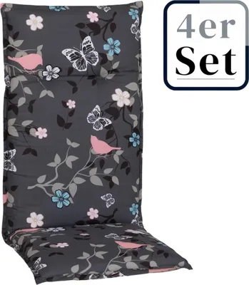 Produktbild von 4er Set Hochlehner Auflage »Bregenz«, Motiv - Blume, grau
