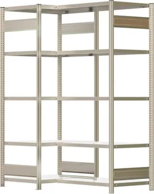 Produktbild von Eckregal mit 5 Stahlfachböden - 150 kg - 2.000 x 1.501 x 931 mm (HxBxT) - verzinkt - Fachbodenregal - BERT