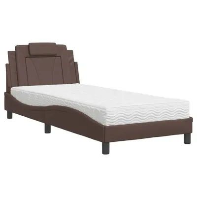 Produktbild von vidaXL Bett "Viana" mit Matratze Braun 80x200 cm Kunstleder