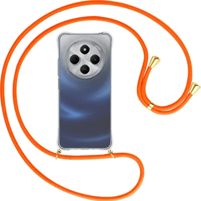Produktbild von Handykette Backcover-Schutzhülle mit Band (Metall goldfarben) für Xiaomi Redmi 14C 4G - neonorange