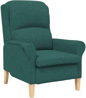 Imagen del producto de Sillón de color verde oscuro tapizado en tela, con patas de madera maciza, de 76x94x102 cm, diseño moderno