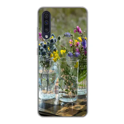 Produktbild von MuchoWow® Handyhülle Schutzhülle Hülle für Samsung Galaxy A30s Vase - Blumen - Farben Silikon Softcase Handy Hülle - Karteninhaber